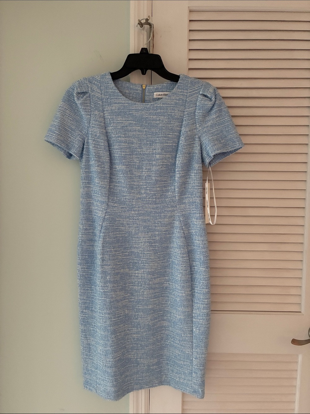 NWT Calvin Klein Blue Textured Short Sleeve Dress Size 12
